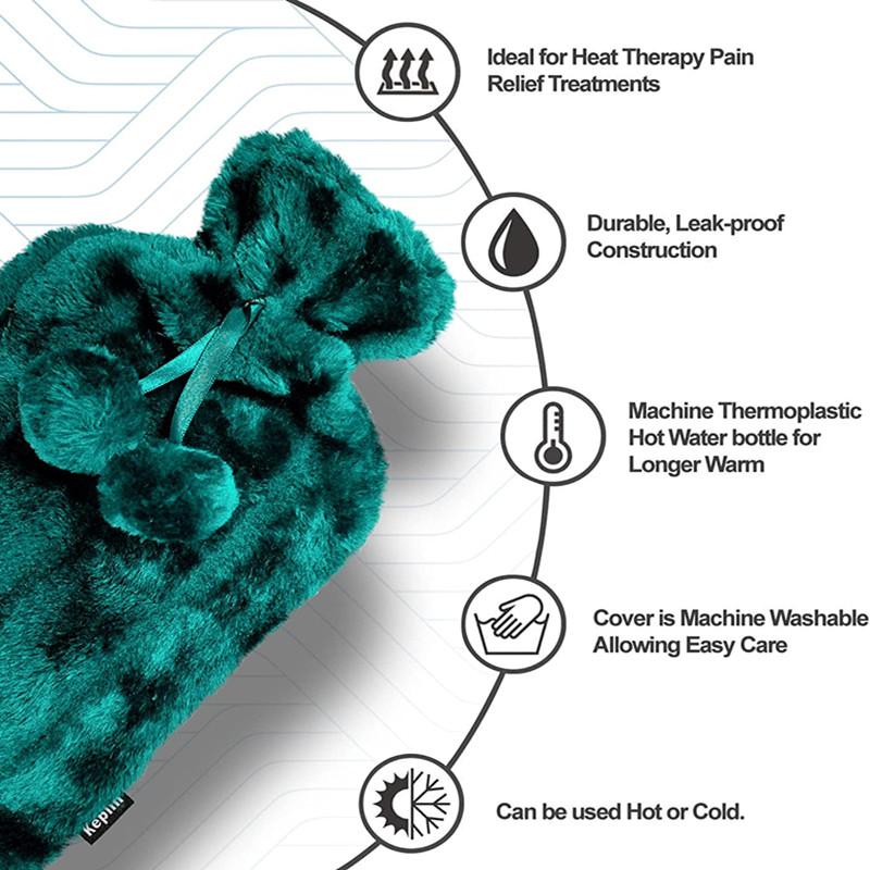工廠批發熱銷奢華舒適人造毛絨絨球熱水瓶 - 2 升 3