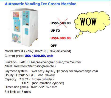 Automatic Vending Ice Cream Machine HM931