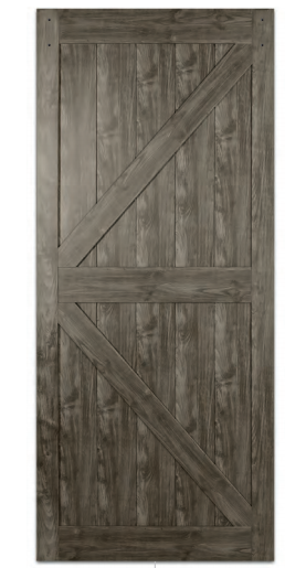 K frame Wooden sliding barn door slab with hardware