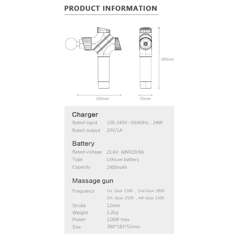 Massage Gun for Pain Relief with 6 Massage Heads Brushless Motor 4