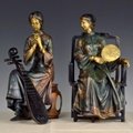 A Set of Four Stylized Modern Bronze Statues of Me  A Bronze Statue of A Chinese