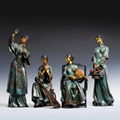 A Set of Four Stylized Modern Bronze Statues of Me  A Bronze Statue of A Chinese