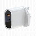 1 Type C(18W)+ 1 USB(18W) UK Plug Mobile Charger  