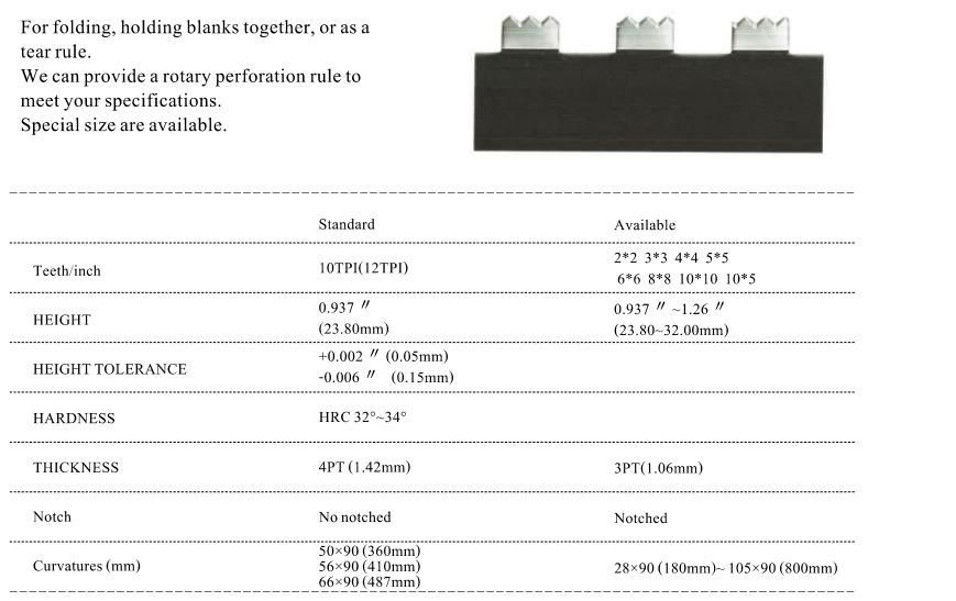 Rotary Perforation Rule For Die Making 