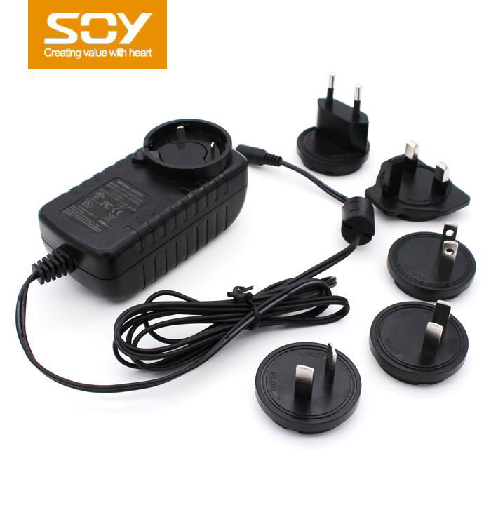 36W 48W power adapter with interchangeable plug 3