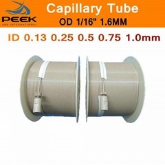 PEEK Pipe Capillary Tube 1/16" 1.6mm Grade 450G 100% Pure Polyetheretherketone