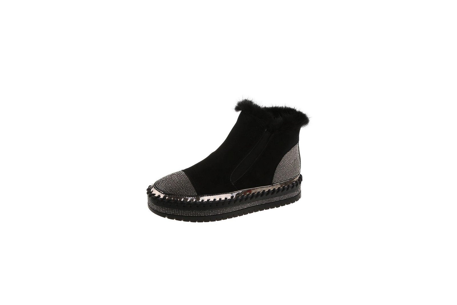 Knitting Style Handmade Women Boots With Fur Collar