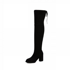High Elastic Stretch Fabric Over Knee Thigh Boots With Zipper
