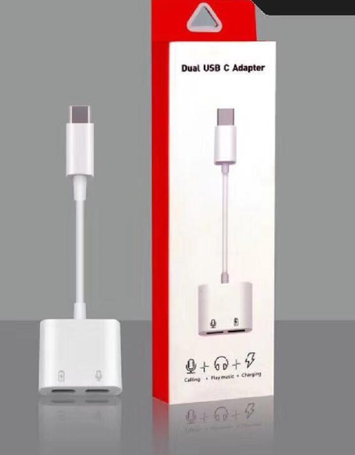 High Quality Digital Chip USB C to Double USB C Audio and Charger Adapter 5