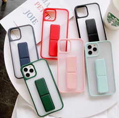 New Style Frosted PC TPU 2 in 1 Clear Cell Phone Case with Holder for iphone