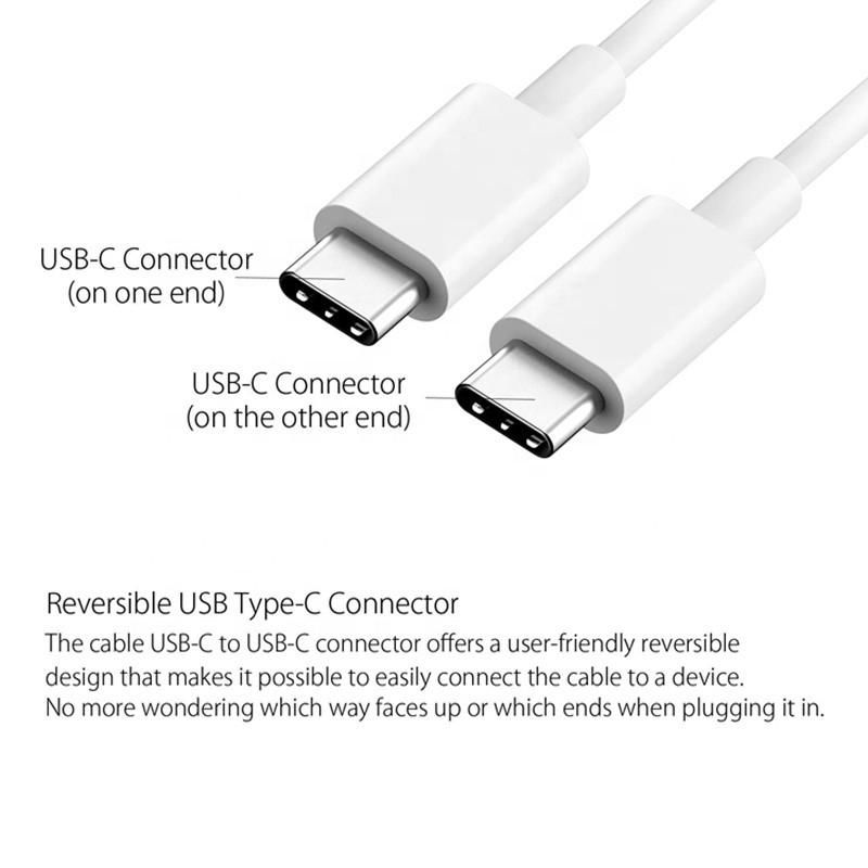 White TPE USB C to USB C Cable Type C Fast Charging  5