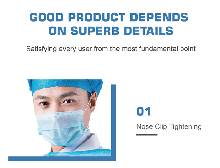 High Protective 3 layer non-woven fabrics ear loop disposable face mask 4