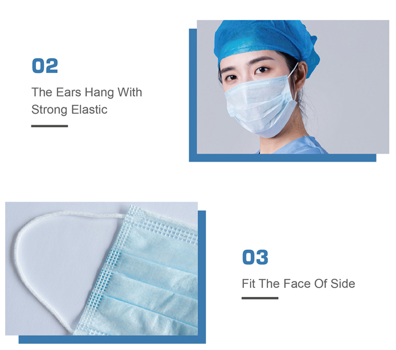 High Protective 3 layer non-woven fabrics ear loop disposable face mask 5