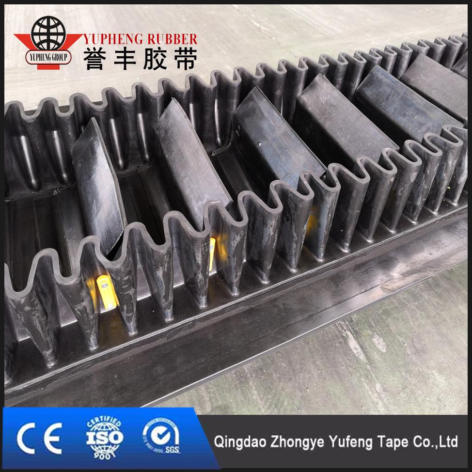 Corrugated sidewall conveyor belt with sidewall and cleats