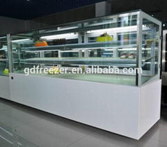 Square or Curved glass Bakery refrigerator Cake showcase chiller