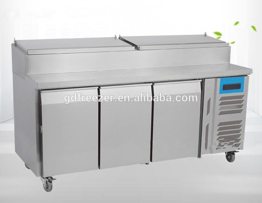 Commercial pizza equipment Stainless steel pizza prep refrigerator table