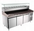 Commercial pizza equipment Stainless steel pizza prep refrigerator table