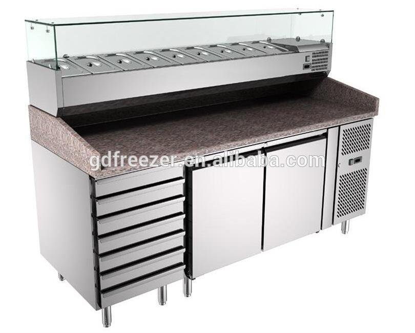 Commercial pizza equipment Stainless steel pizza prep refrigerator table 5