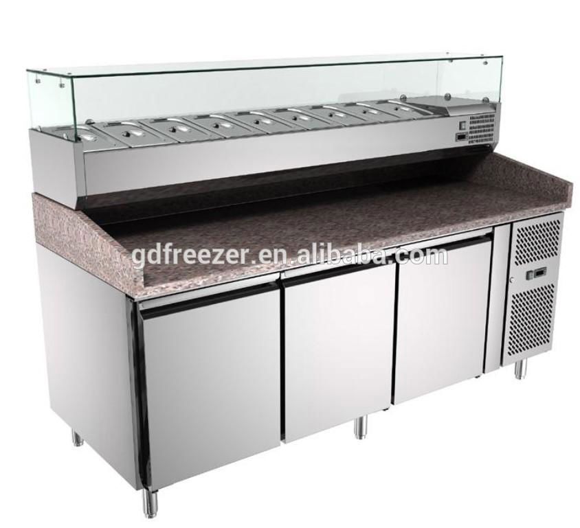 2 Doors 6 Drawers Marble Glass Top Restaurant Pizza Prep Work Table fridge  5