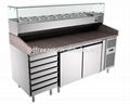 2 Doors 6 Drawers Marble Glass Top Restaurant Pizza Prep Work Table fridge 