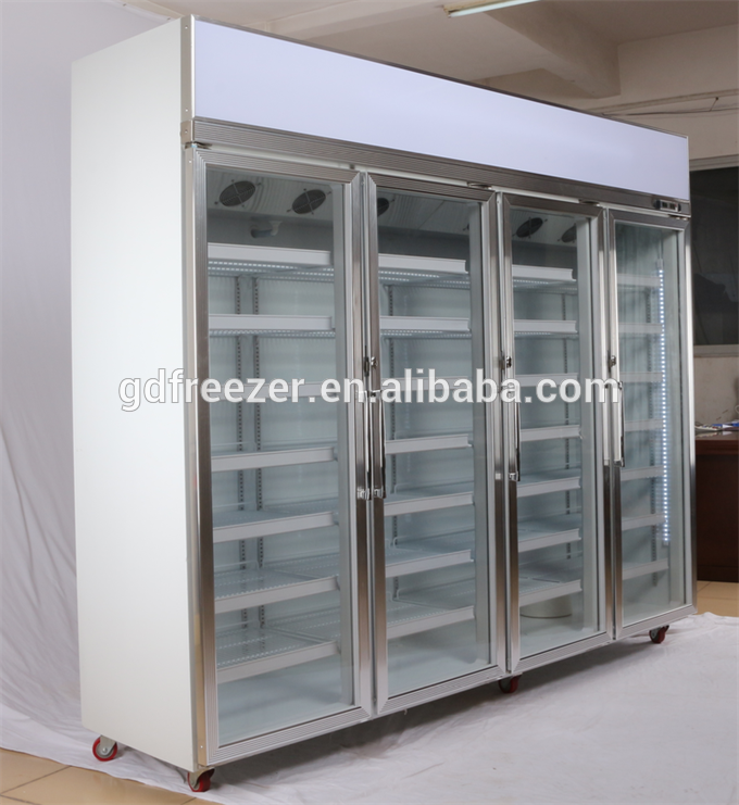 -18~ -23C Supermarket commercial upright Vertical glass door display freezer 4
