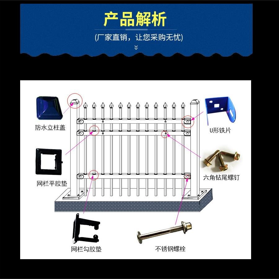 安平厂家供应现货锌钢阳台铁艺护栏 隔离防护围栏 4
