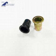 carbon steel flat head knurled round body rivet nuts