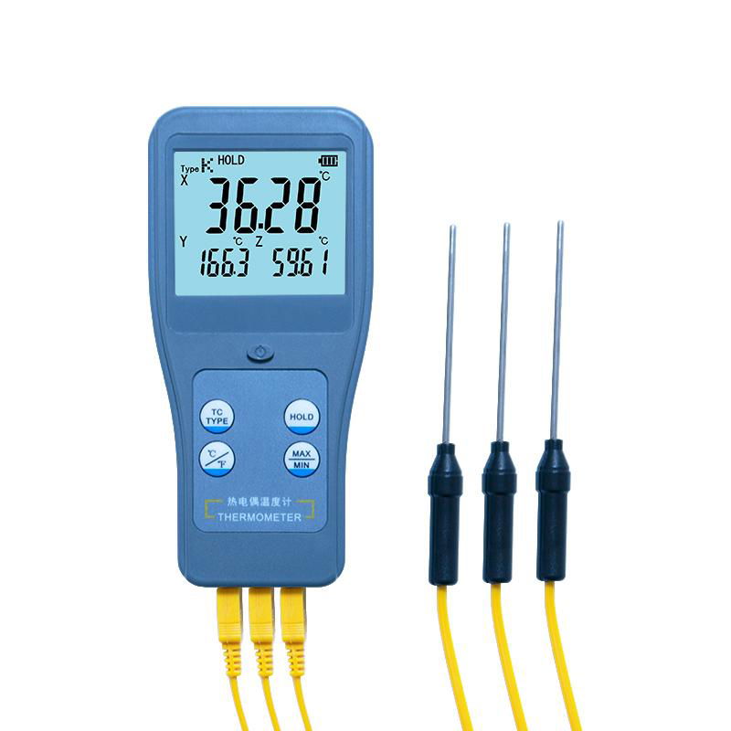 T-type Thermocouple Thermometer with Three Sampling Channels