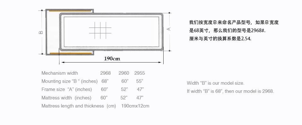 M12 Extra Long No-sag Tubular Sleeper Mechanism 2900#  Bi Fold Sofa Sleeper Mech 3