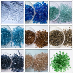 Tempered non-reflective fire pit glass particles