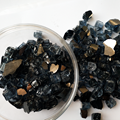 Tempered reflective fire pit glass particles