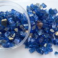 Tempered reflective fire pit glass particles