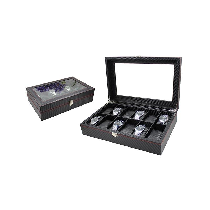 Black Leather Watch Box Wholesale Price For 12 Watches Display  