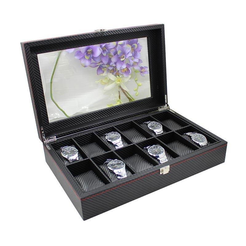 Black Leather Watch Box Wholesale Price For 12 Watches Display   2