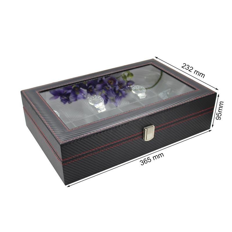 Black Leather Watch Box Wholesale Price For 12 Watches Display   3