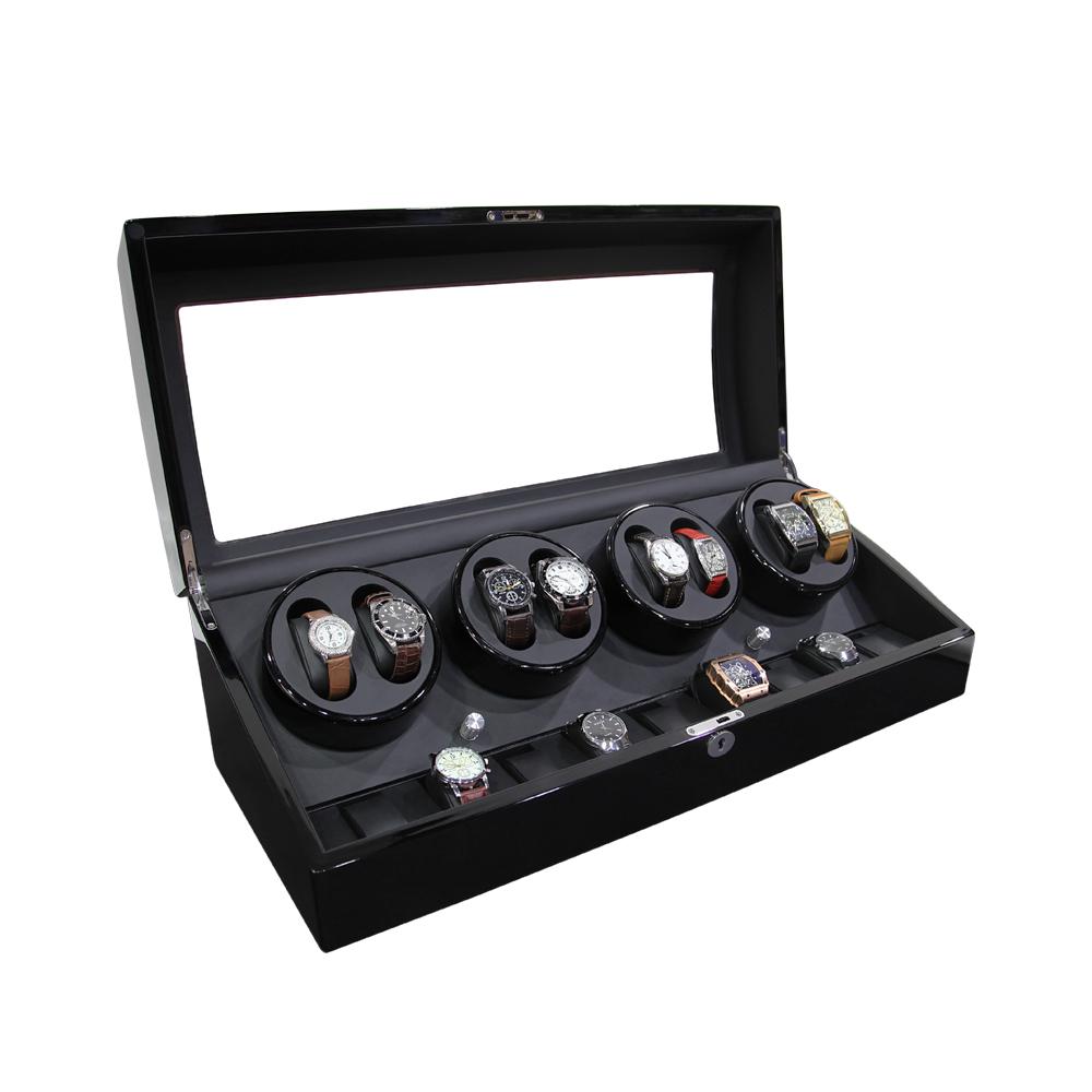 New Design High Gloss Paint Black Wooden Automatic Watch Winder   3