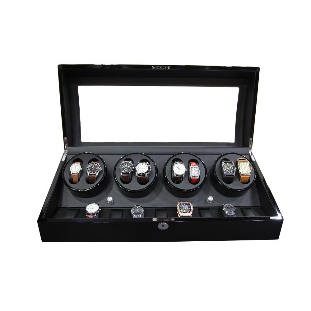 New Design High Gloss Paint Black Wooden Automatic Watch Winder   4