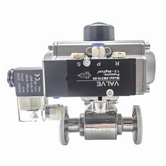 DN65 Sanitary Clamp T-Port Ball Valves with Pneumatic Actuator 