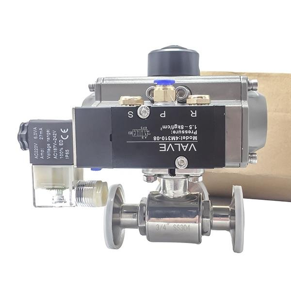 DN65 Sanitary Clamp T-Port Ball Valves with Pneumatic Actuator  2