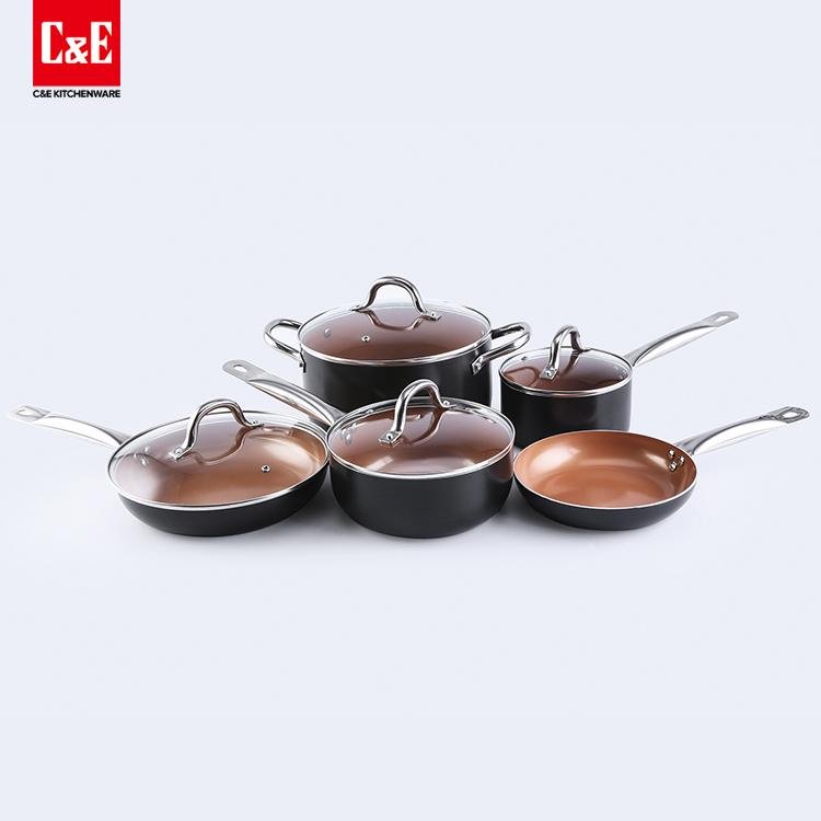 Aluminum non-stick best kitchen induction cooking pots. 8pcs cookware 2