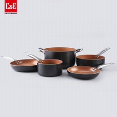 Aluminum non-stick best kitchen induction cooking pots. 8pcs cookware