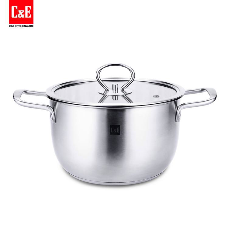 2.5L Stainless Steel Safe Saucepan with Glass Lid and 2 handles