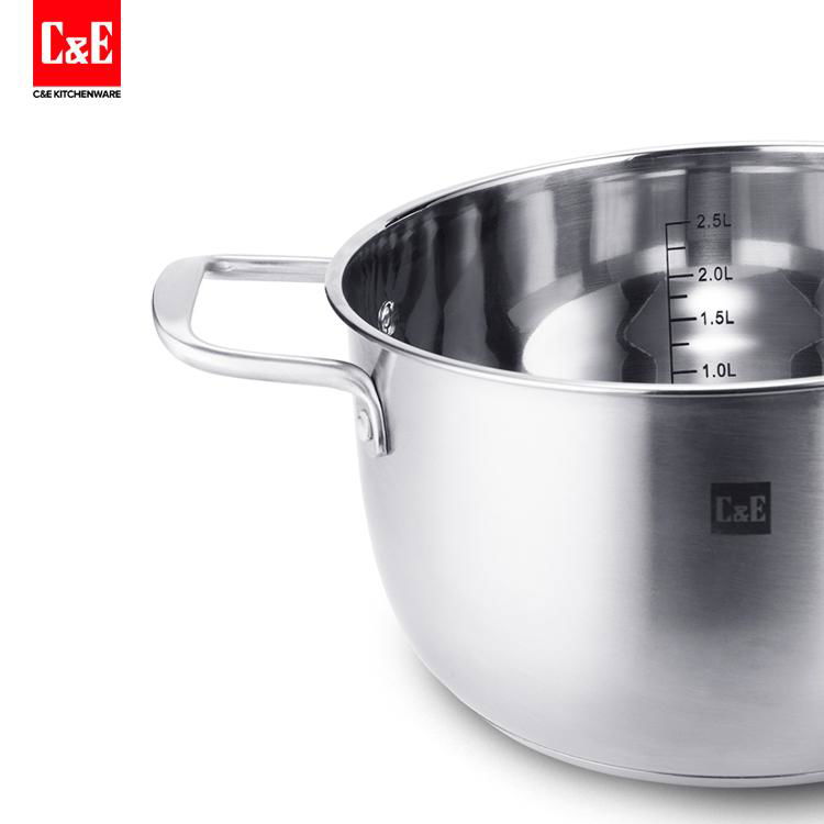 2.5L Stainless Steel Safe Saucepan with Glass Lid and 2 handles 5