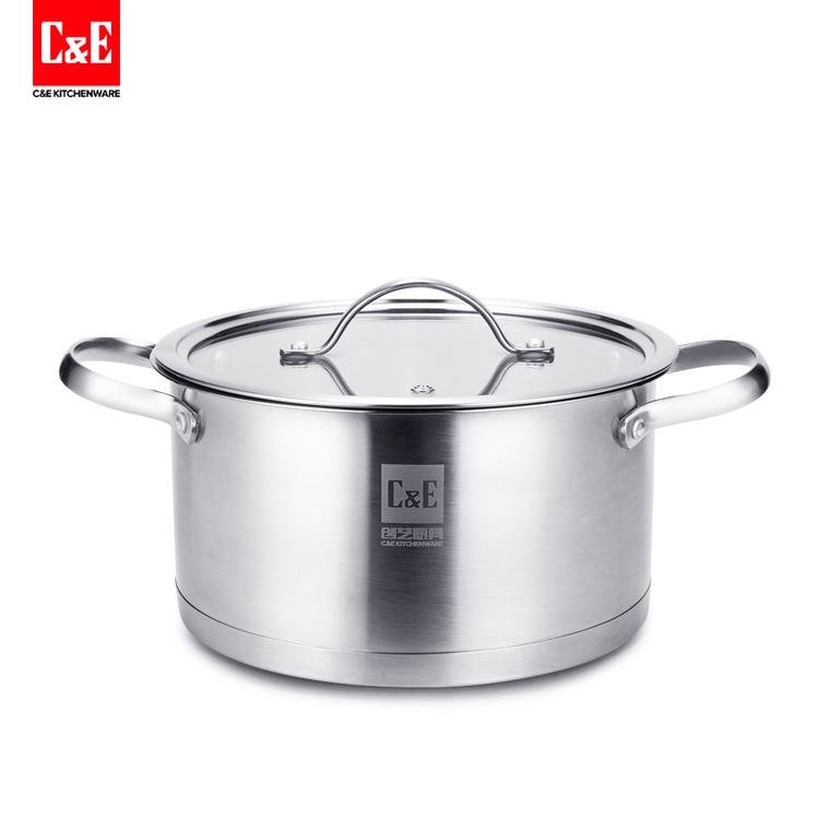 Standard 2.5-Litre Classic Stainless Steel Stockpot with Glass Lid cookware 