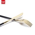 4 Piece Matte Black Handle and Gold Stainless Steel Flatware Set 5