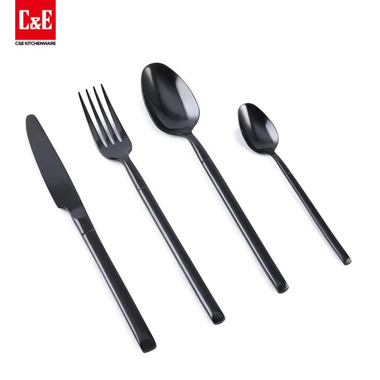 4 Piece New Design Black Stainless Steel Flatware Set Cutlery Set 3