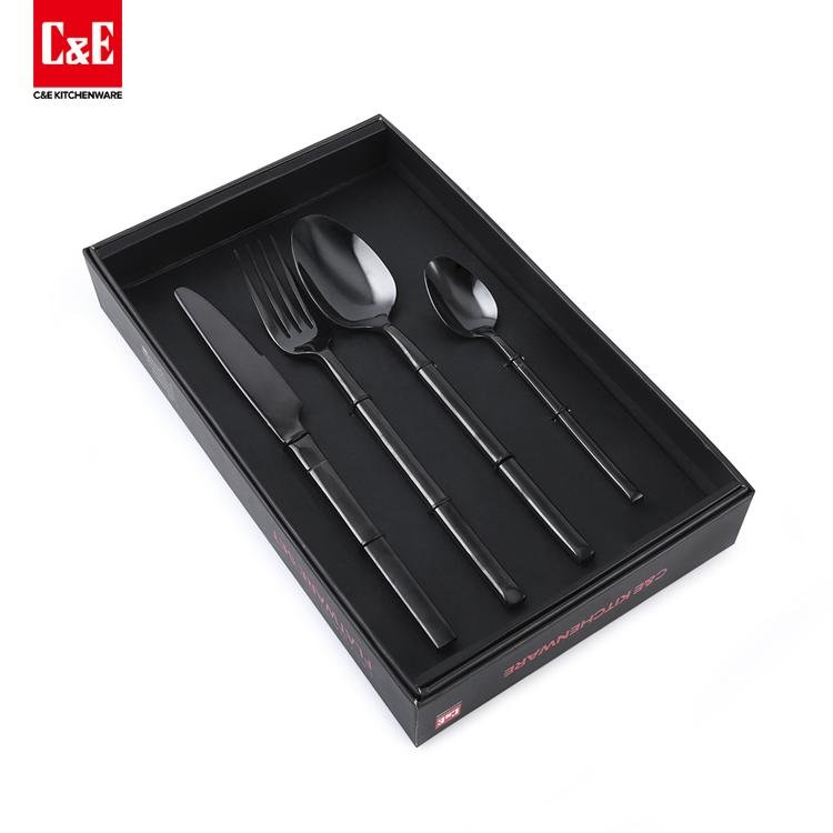 4 Piece New Design Black Stainless Steel Flatware Set Cutlery Set 4