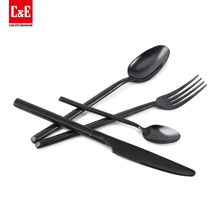 4 Piece New Design Black Stainless Steel Flatware Set Cutlery Set 5