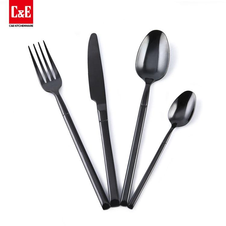 4 Piece New Design Black Stainless Steel Flatware Set Cutlery Set