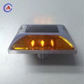 Double side led flashing aluminum solar road stud with pillar on back cat eye 3